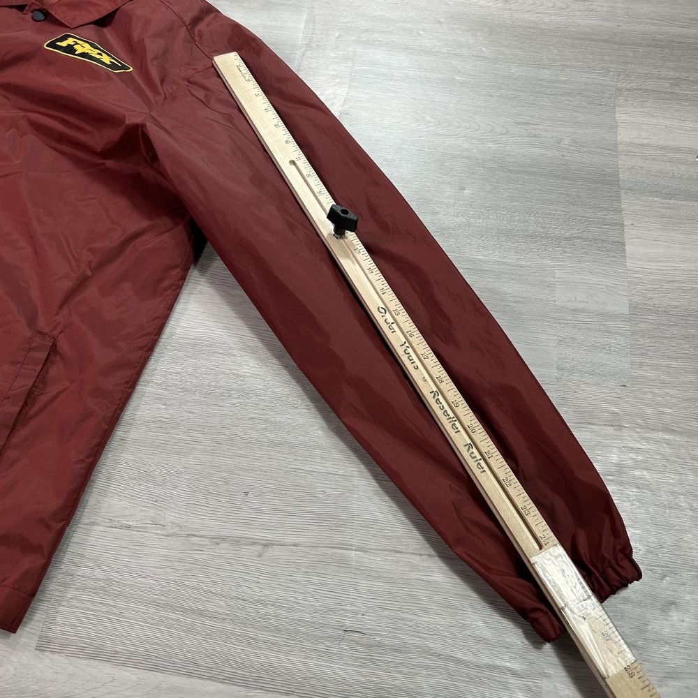 Fox Jacket Mens Large Red Coach Snap Front Nylon Lined Windbreaker Moto - Picture 8 of 10